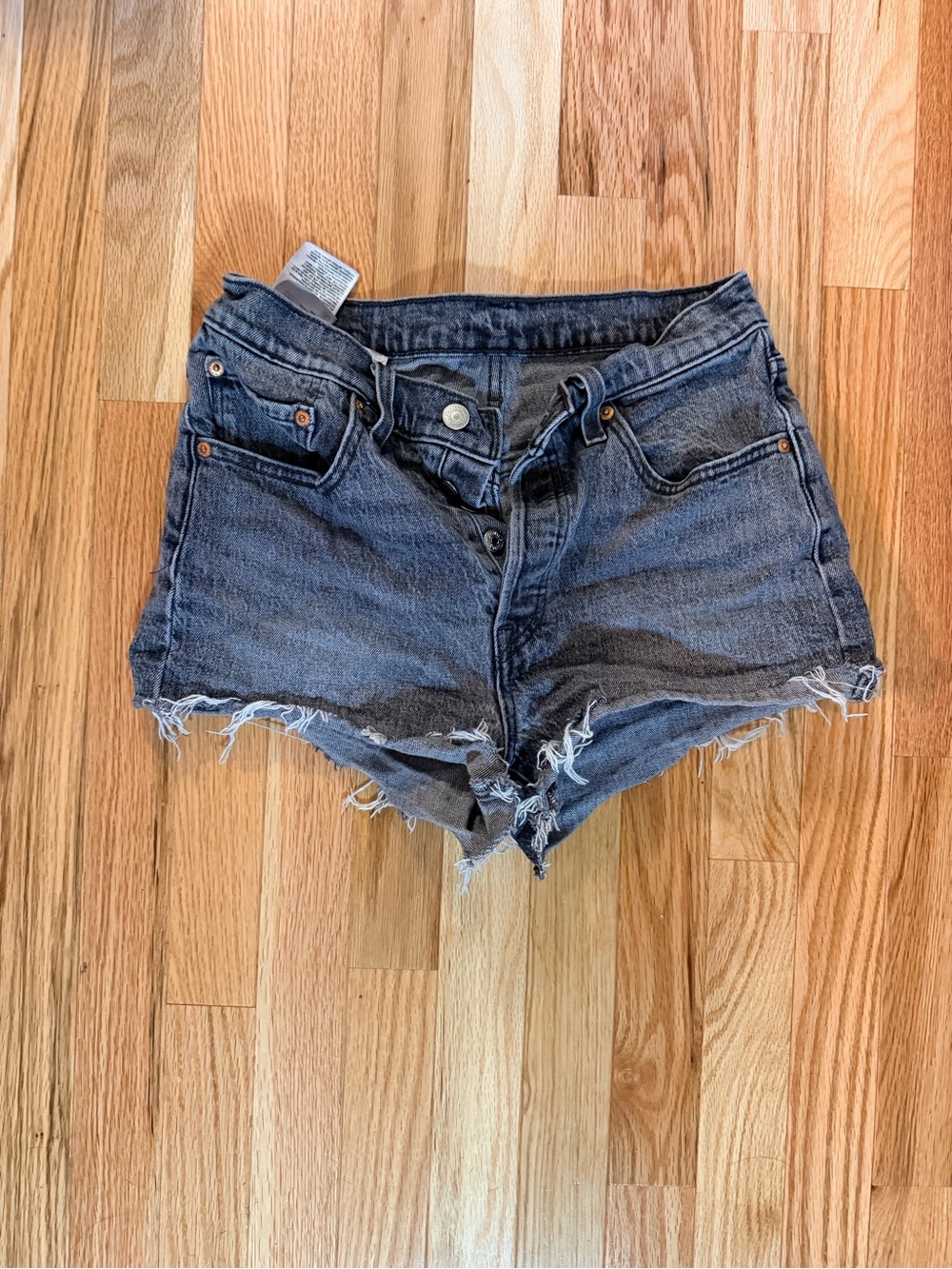 Levi's Black Frayed Denim Cutoff Shorts